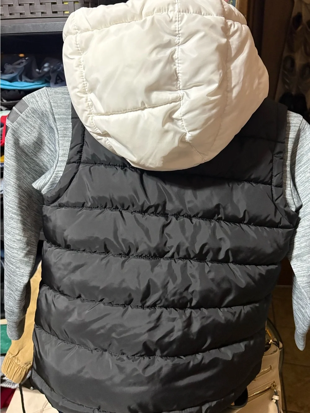 Nike Kids Black & White Puffer Vest with Hood